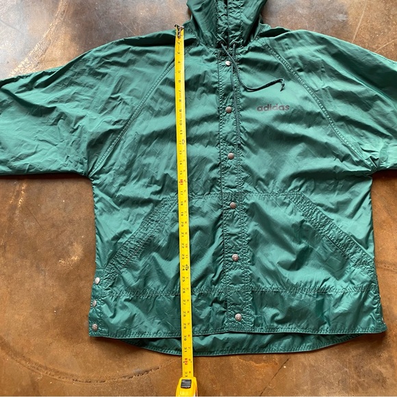 VTG 90s Adidas Green Hooded Oversized Windbreaker Track Jacket - Picture 11 of 13